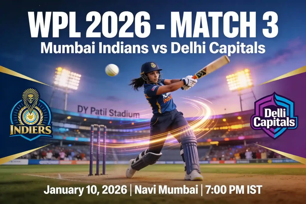 WPL 2026 3rd Match: Mumbai Indians vs Delhi Capitals - January 10 Evening
