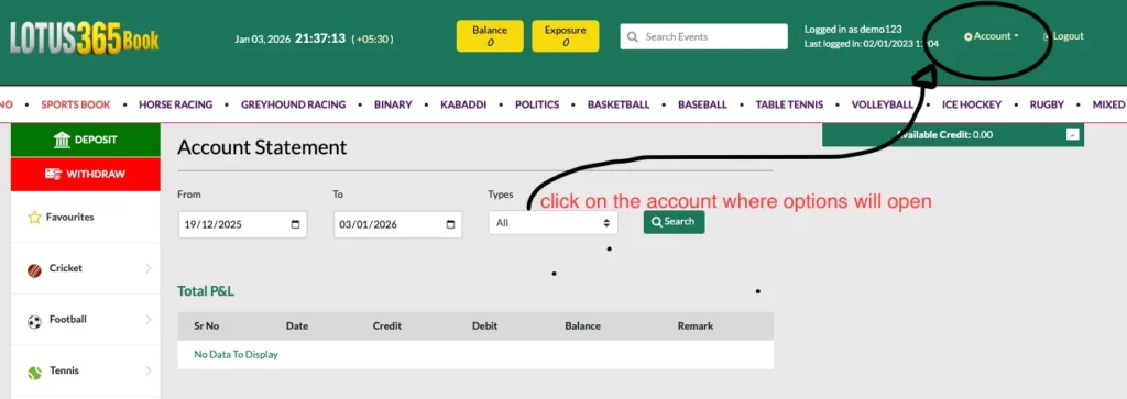 Go to Your Account Settings (lotus365 IPL Account)